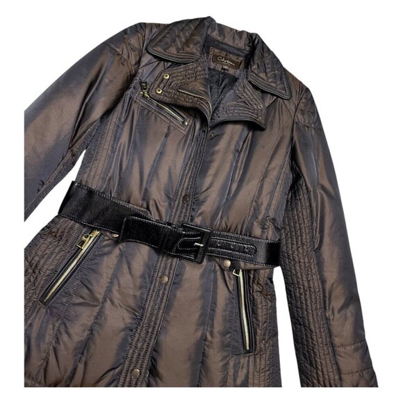 COLE HAAN Down & Feather Fill Winter Puffer Parka Coat Jacket Womens Small - Picture 2 of 8